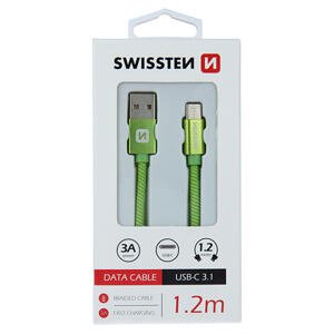 DATA CABLE SWISSTEN TEXTILE USB / USB-C 1.2 M GREEN 71521207